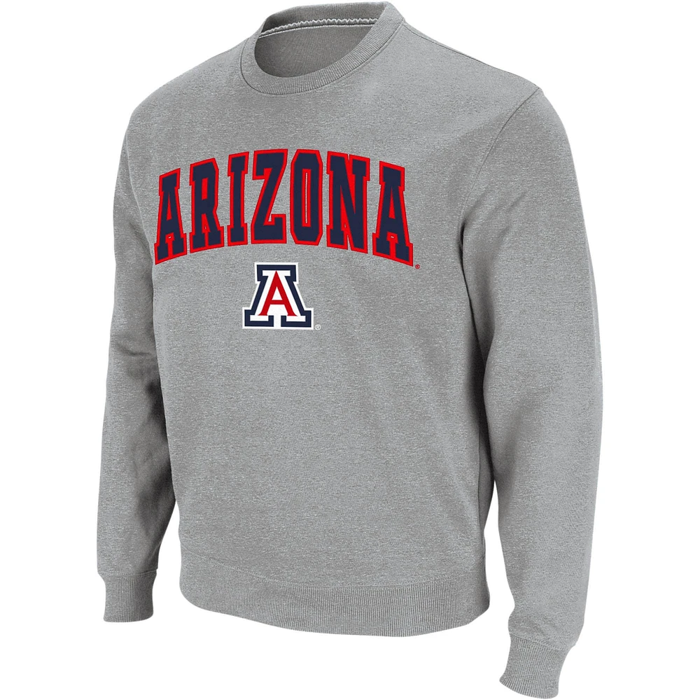 Colosseum Heather Grey Arizona Wildcats Arch & Logo Crew Neck Sweat-shirt pour homme