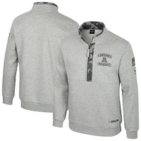 Men's Colosseum Heather Gray Arizona Wildcats OORAH OHT Military Appreciation Fleece Quarter-Zip Jacket