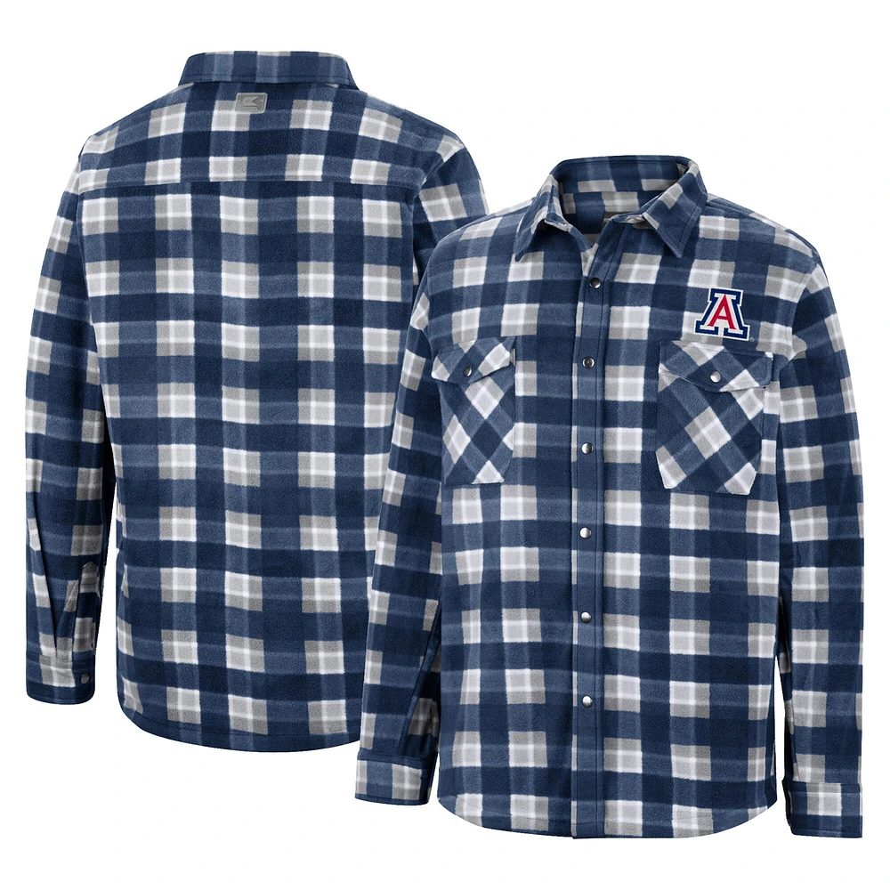 Men's Colosseum Navy/White Arizona Wildcats Ellis Plaid Full-Snap Shirt Jacket