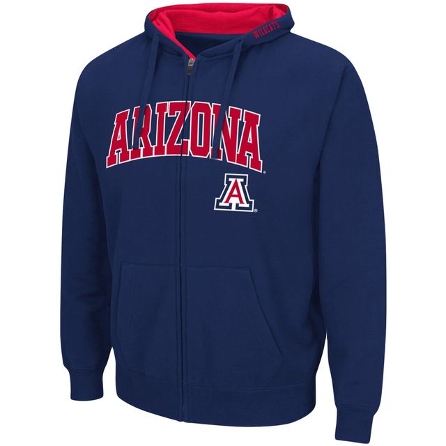 Sweat à capuche entièrement zippé Colosseum Navy Arizona Wildcats Arch & Logo 3.0 pour homme