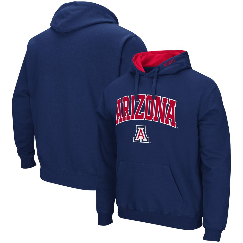 Men's Colosseum Navy Arizona Wildcats Arch & Logo 3.0 Pullover Hoodie