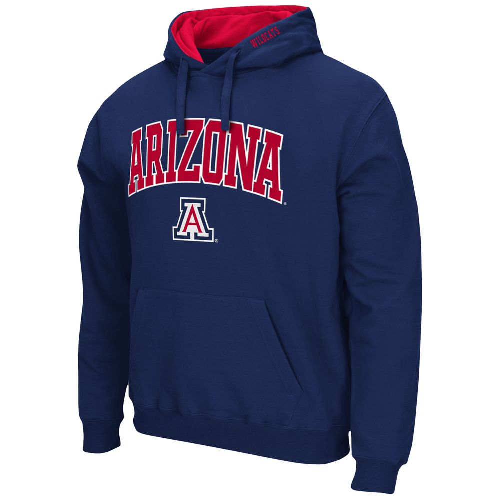 Men's Colosseum Navy Arizona Wildcats Arch & Logo 3.0 Pullover Hoodie