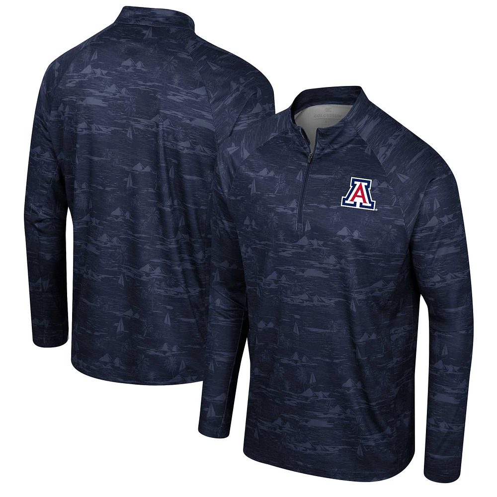 Men's Colosseum Navy Arizona Wildcats Carson Raglan Quarter-Zip Jacket