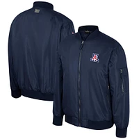 Blouson aviateur entièrement zippé Colosseum bleu marine pour hommes des Wildcats de l'Arizona