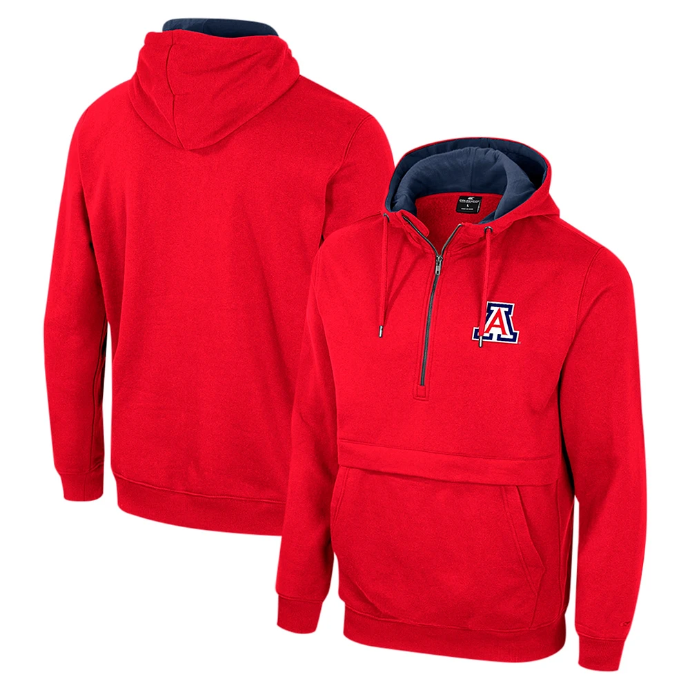 Sweat à capuche demi-zippé rouge Colosseum pour hommes des Arizona Wildcats