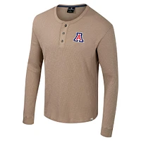 Chemise Henley à manches longues Great Outdoors pour homme Colosseum Tan Arizona Wildcats