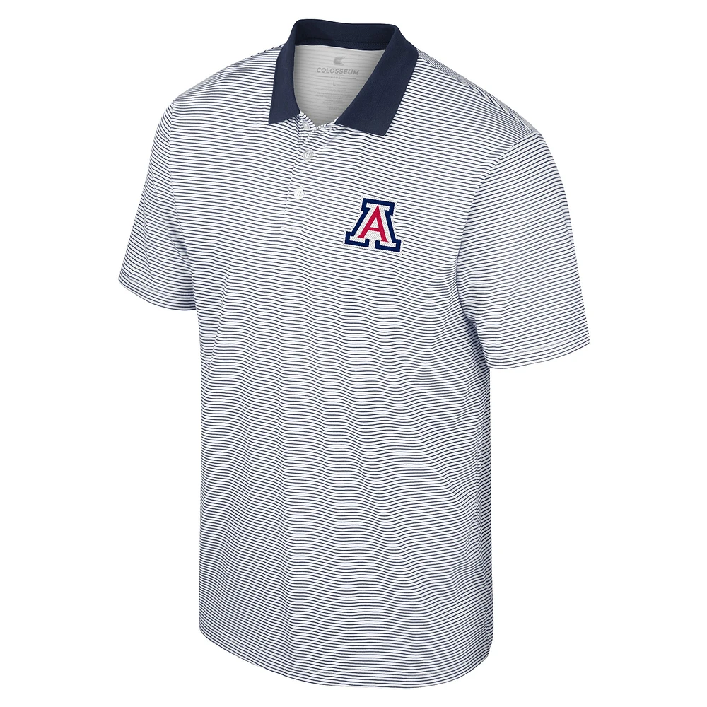 Men's Colosseum White/Navy Arizona Wildcats Print Stripe Polo