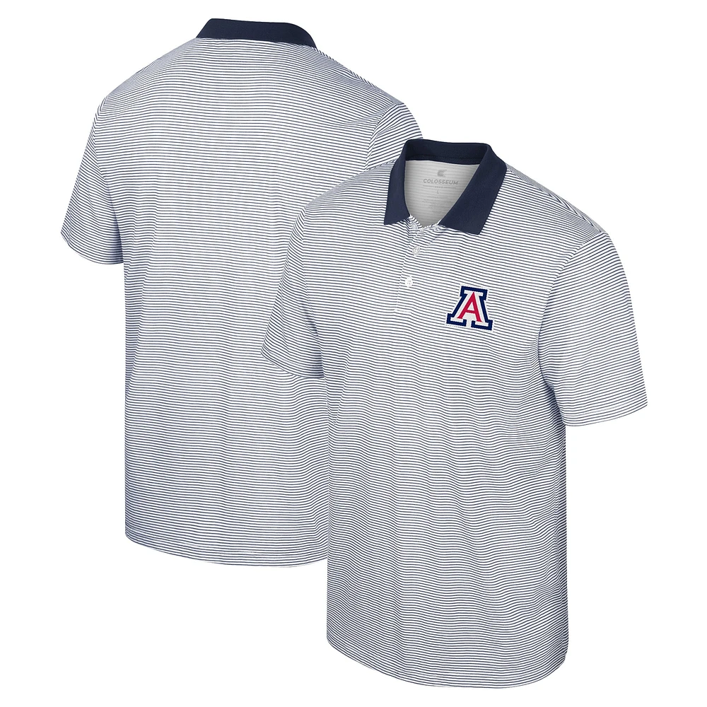 Men's Colosseum White/Navy Arizona Wildcats Print Stripe Polo