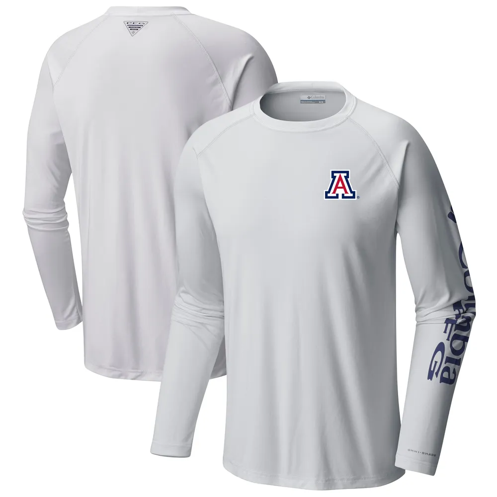 Men's Atlanta Braves Columbia White Americana Terminal Tackle Omni-Shade  Raglan Long Sleeve T-Shirt