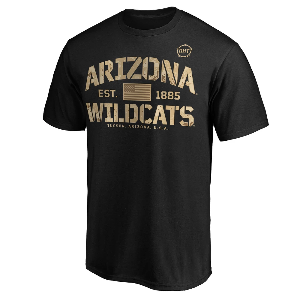 Men's Fanatics Black Arizona Wildcats OHT Military Appreciation Boot Camp T-Shirt