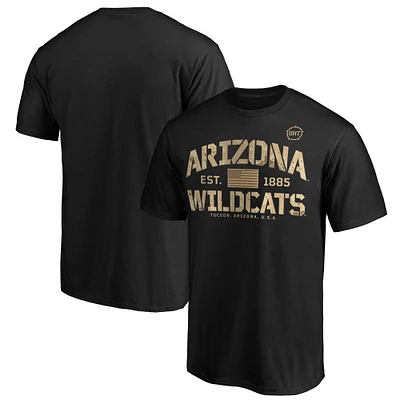 T-shirt noir Fanatics pour hommes des Wildcats de l'Arizona OHT Military Appréciation Boot Camp