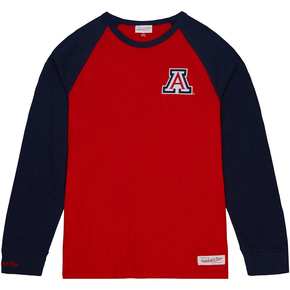 T-shirt rouge à manches longues raglan flammé légendaire des Wildcats de l'Arizona Mitchell & Ness pour hommes