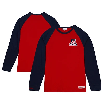 Men's Mitchell & Ness Red Arizona Wildcats Legendary Slub Raglan Long Sleeve T-Shirt