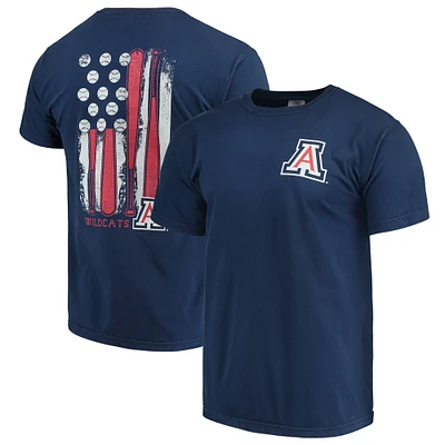 Men's Navy Arizona Wildcats Baseball Flag Comfort Colors T-Shirt