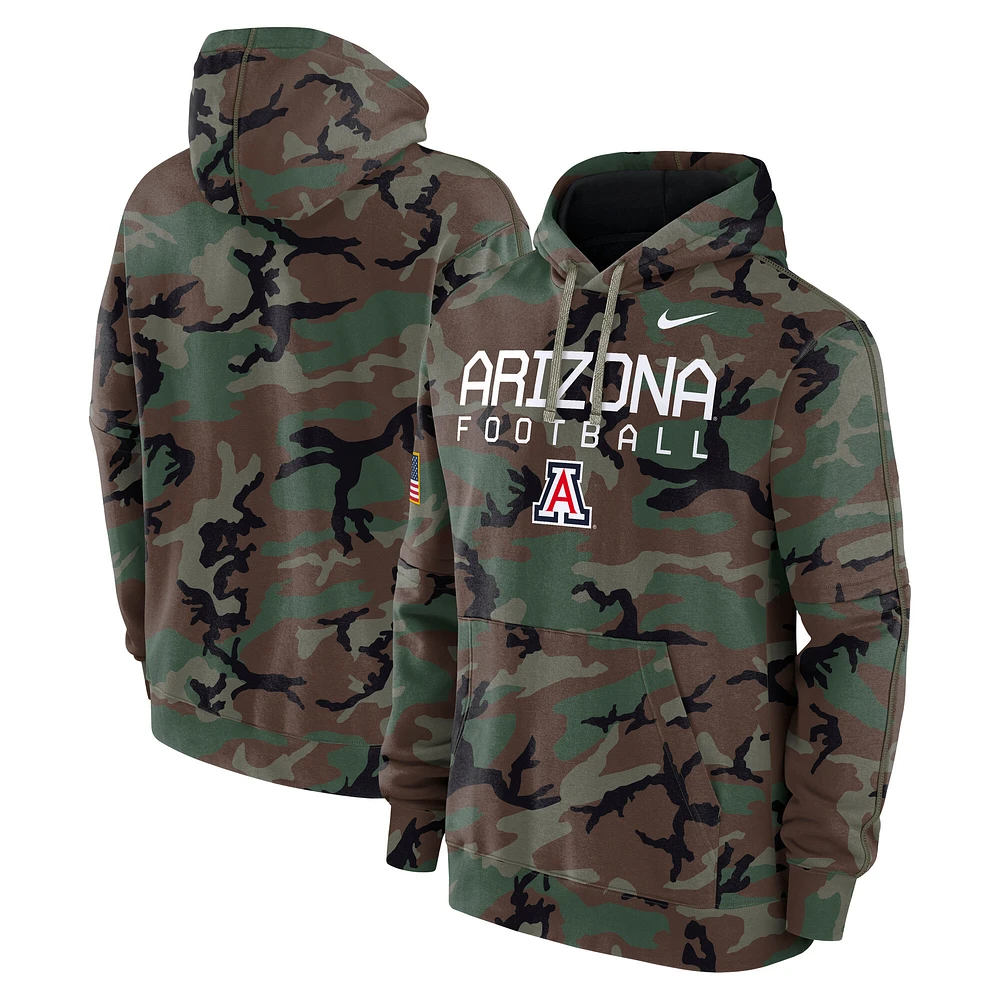 Sweat à capuche en polaire Nike Camo Arizona Wildcats 2024 Military Appreciation Club pour homme