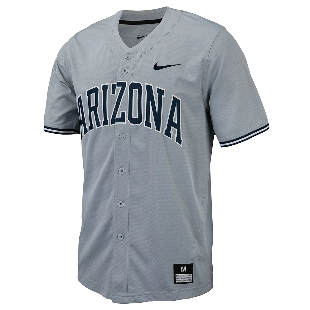 Men's Nike Gray Arizona Wildcats Replica Full-Button Baseball Jersey