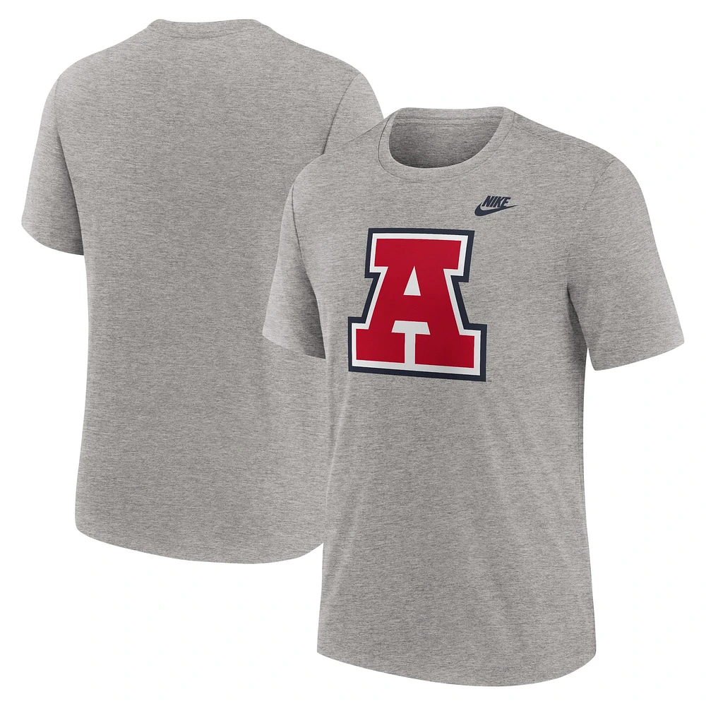 T-shirt Nike Heather Grey Arizona Wildcats Blitz Legacy Primary Tri-Blend pour homme