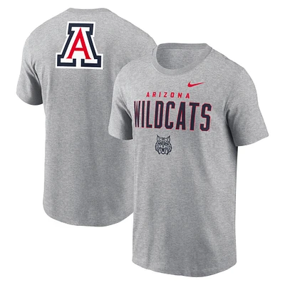 T-shirt Nike Heather Grey Arizona Wildcats Campus 2-Hit Primary Mascot pour homme