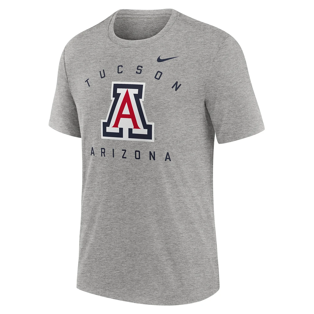 Men's Nike  Heather Gray Arizona Wildcats Campus Primary Location Tri-Blend T-Shirt