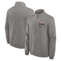 Pull Nike gris chiné Arizona Wildcats Primetime Club à demi-zip pour homme