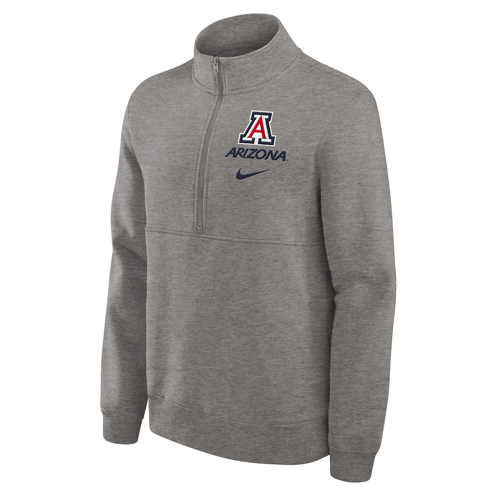 Pull Nike gris chiné Arizona Wildcats Primetime Club à demi-zip pour homme