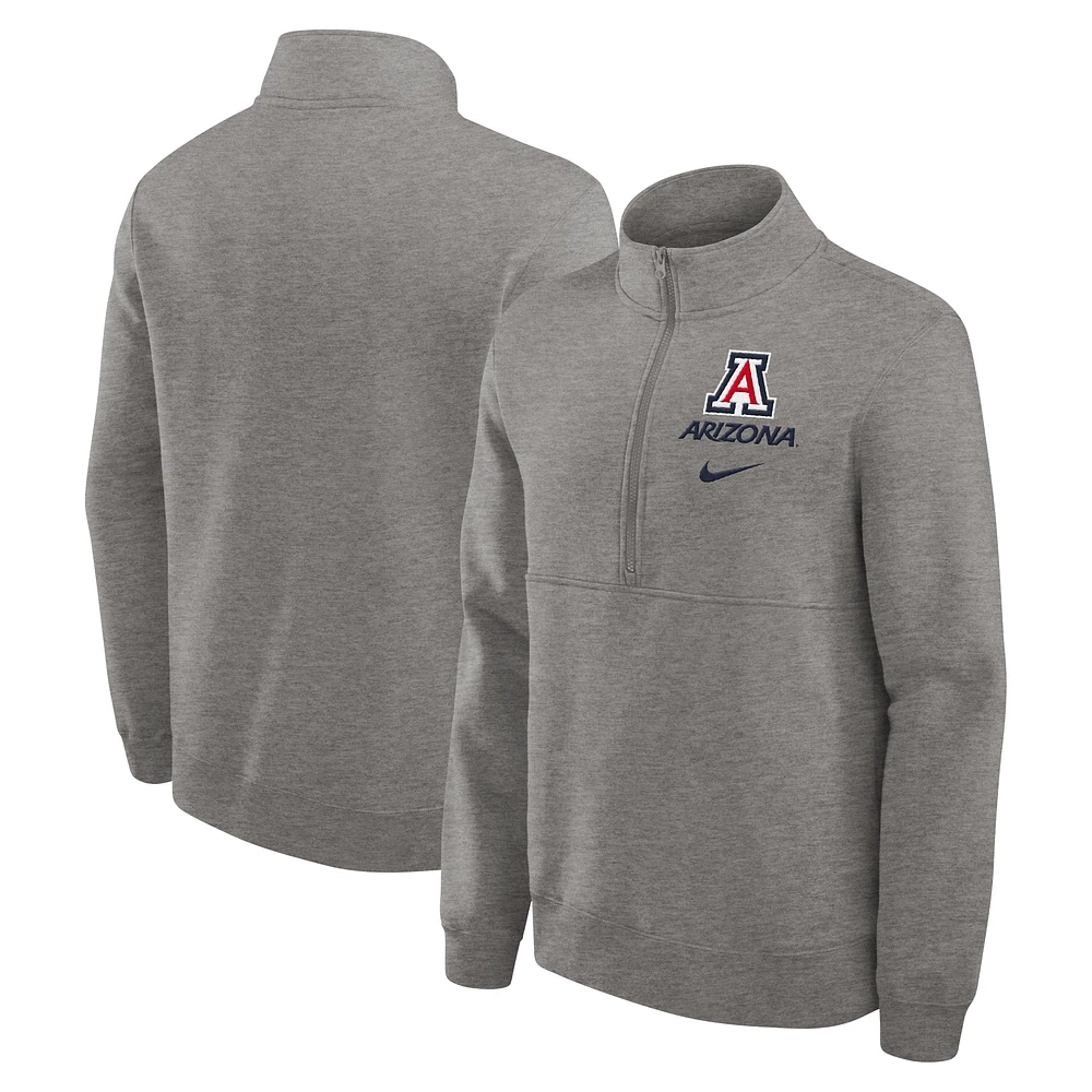 Pull Nike gris chiné Arizona Wildcats Primetime Club à demi-zip pour homme