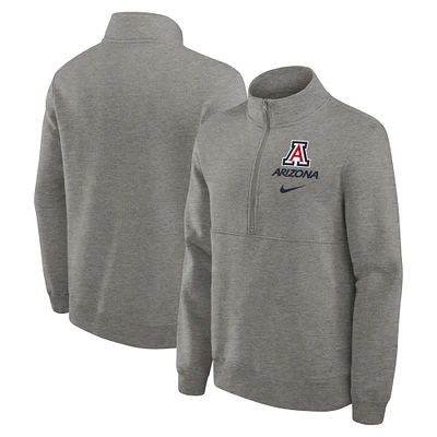 Pull Nike gris chiné Arizona Wildcats Primetime Club à demi-zip pour homme