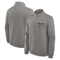 Pull Nike gris chiné Arizona Wildcats Primetime Club à demi-zip pour homme