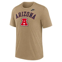 Men's Nike Heather Light Brown Arizona Wildcats Legacy Arch Tri-Blend T-Shirt