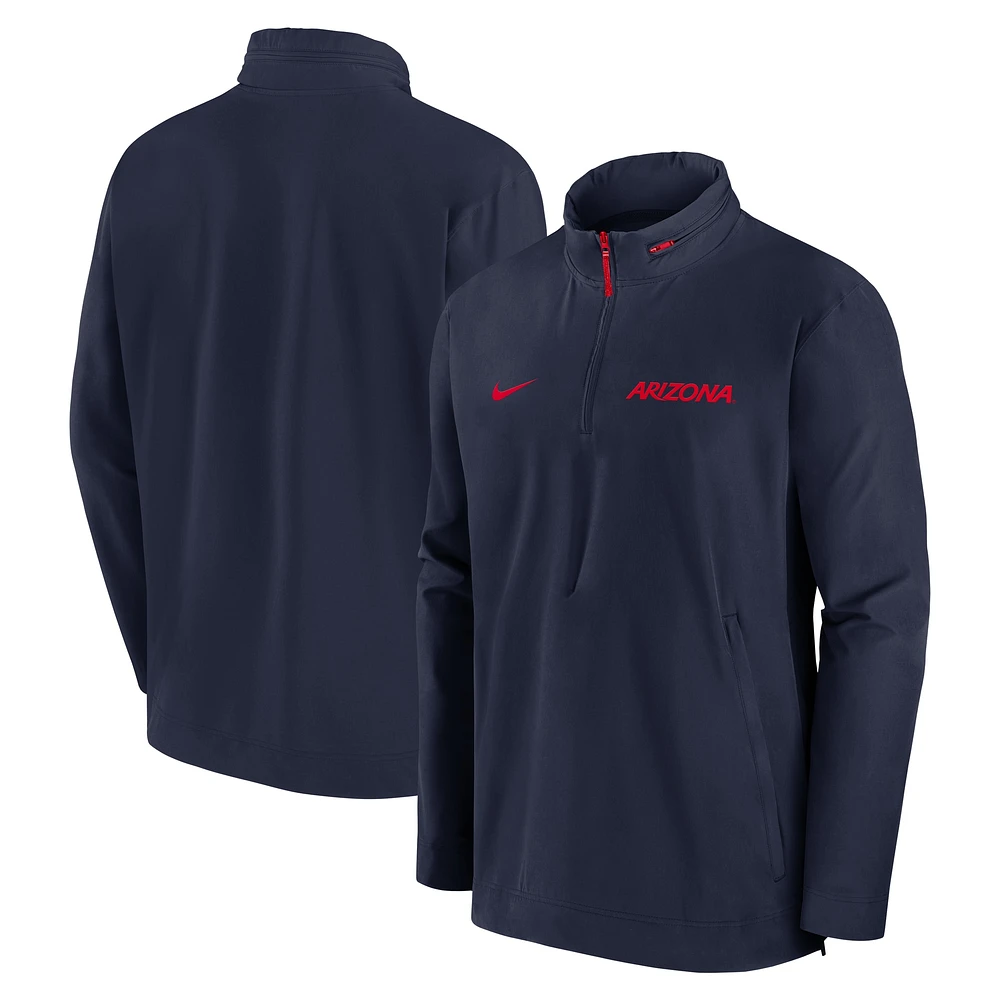 Men's Nike Navy Arizona Wildcats 2024 Sideline Coaches Quarter-Zip Hoodie Jacket