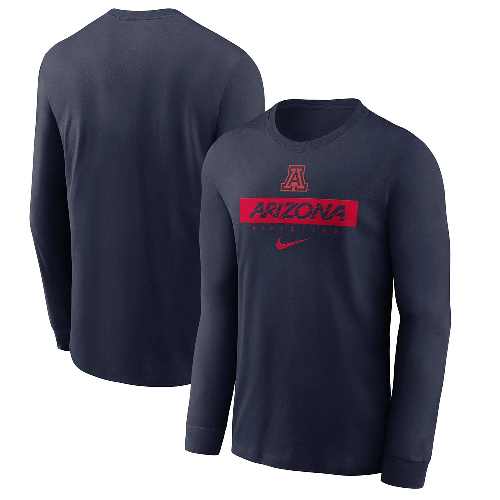 T-shirt à manches longues Nike bleu marine Arizona Wildcats 2024 Sideline Legend Performance pour homme