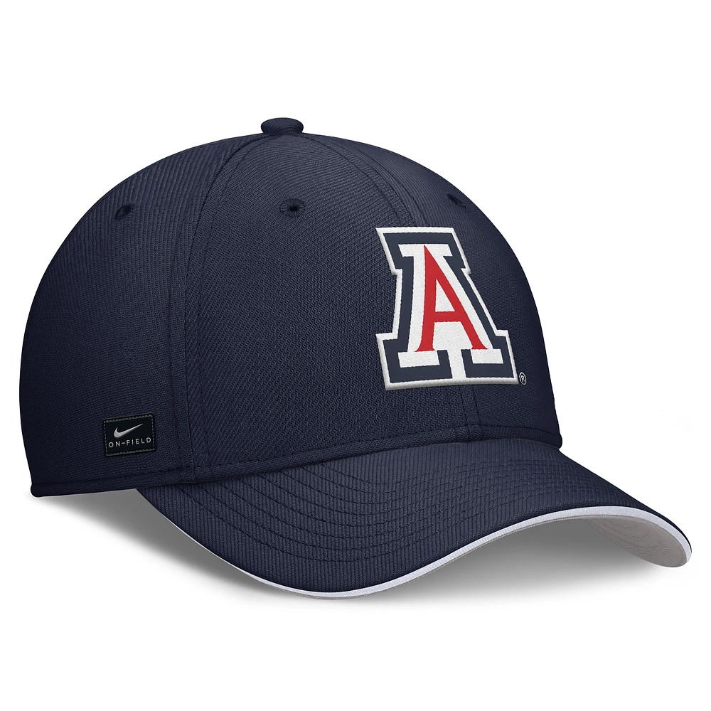 Men's Nike Navy Arizona Wildcats 2025 Dugout Coaches Rise Swoosh Performance Flex Hat