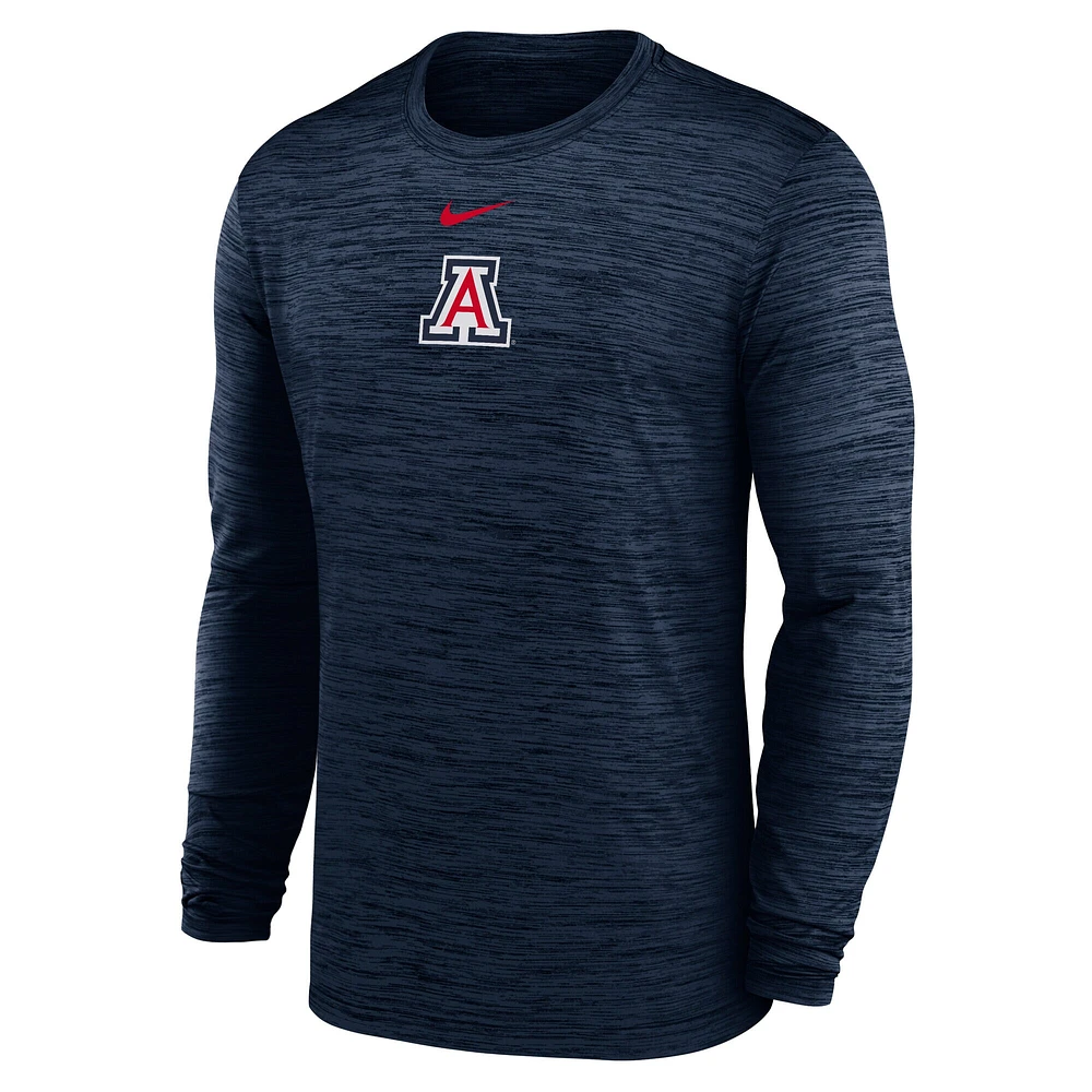 Men's Nike Navy Arizona Wildcats 2025 Sideline Velocity Performance Long Sleeve T-Shirt