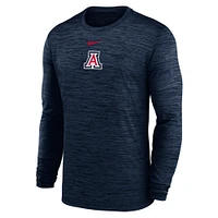 Men's Nike Navy Arizona Wildcats 2025 Sideline Velocity Performance Long Sleeve T-Shirt