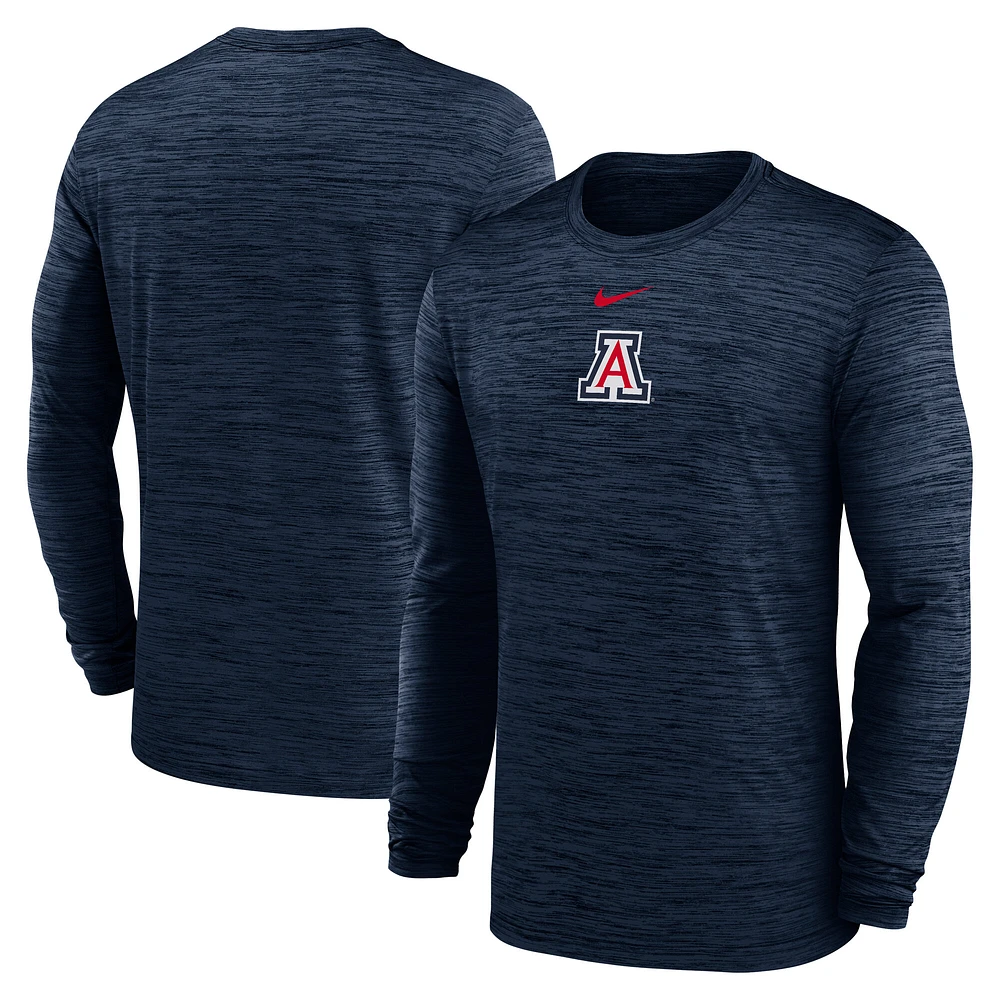 Men's Nike Navy Arizona Wildcats 2025 Sideline Velocity Performance Long Sleeve T-Shirt