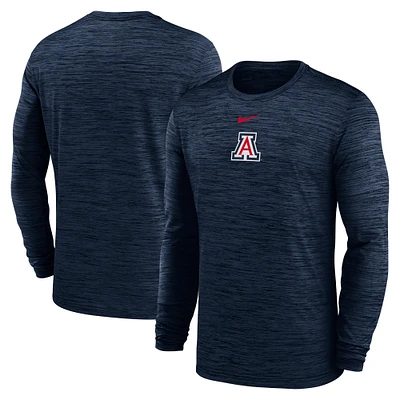 Men's Nike Navy Arizona Wildcats 2025 Sideline Velocity Performance Long Sleeve T-Shirt
