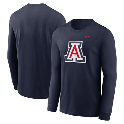 T-shirt à manches longues Nike bleu marine avec logo principal des Arizona Wildcats pour homme