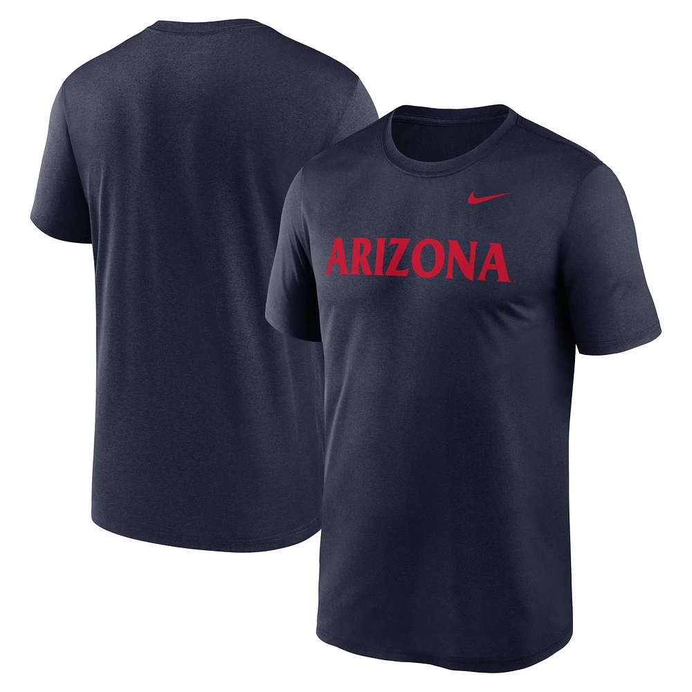 T-shirt Nike bleu marine pour hommes des Wildcats de l'Arizona Primetime Legend Wordmark