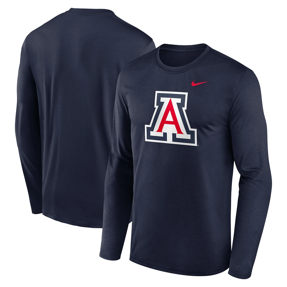 T-shirt à manches longues Nike bleu marine Arizona Wildcats Primetime Primary Legend pour homme