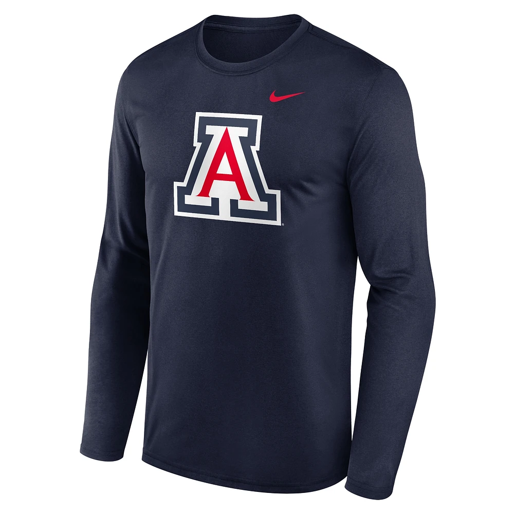 T-shirt à manches longues Nike bleu marine Arizona Wildcats Primetime Primary Legend pour homme