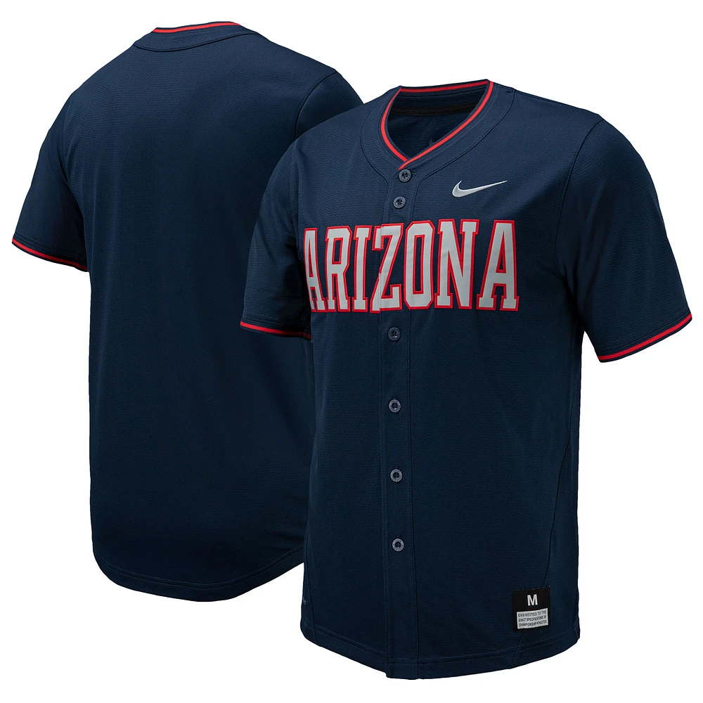 Maillot de baseball réplique à boutons complets Nike pour hommes, bleu marine, Arizona Wildcats