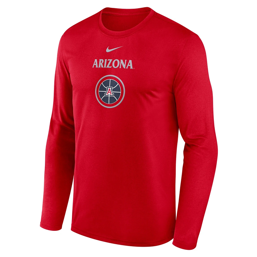 T-shirt à manches longues Nike Red Arizona Wildcats 2024 On-Court Basketball Practice Legend Performance pour homme