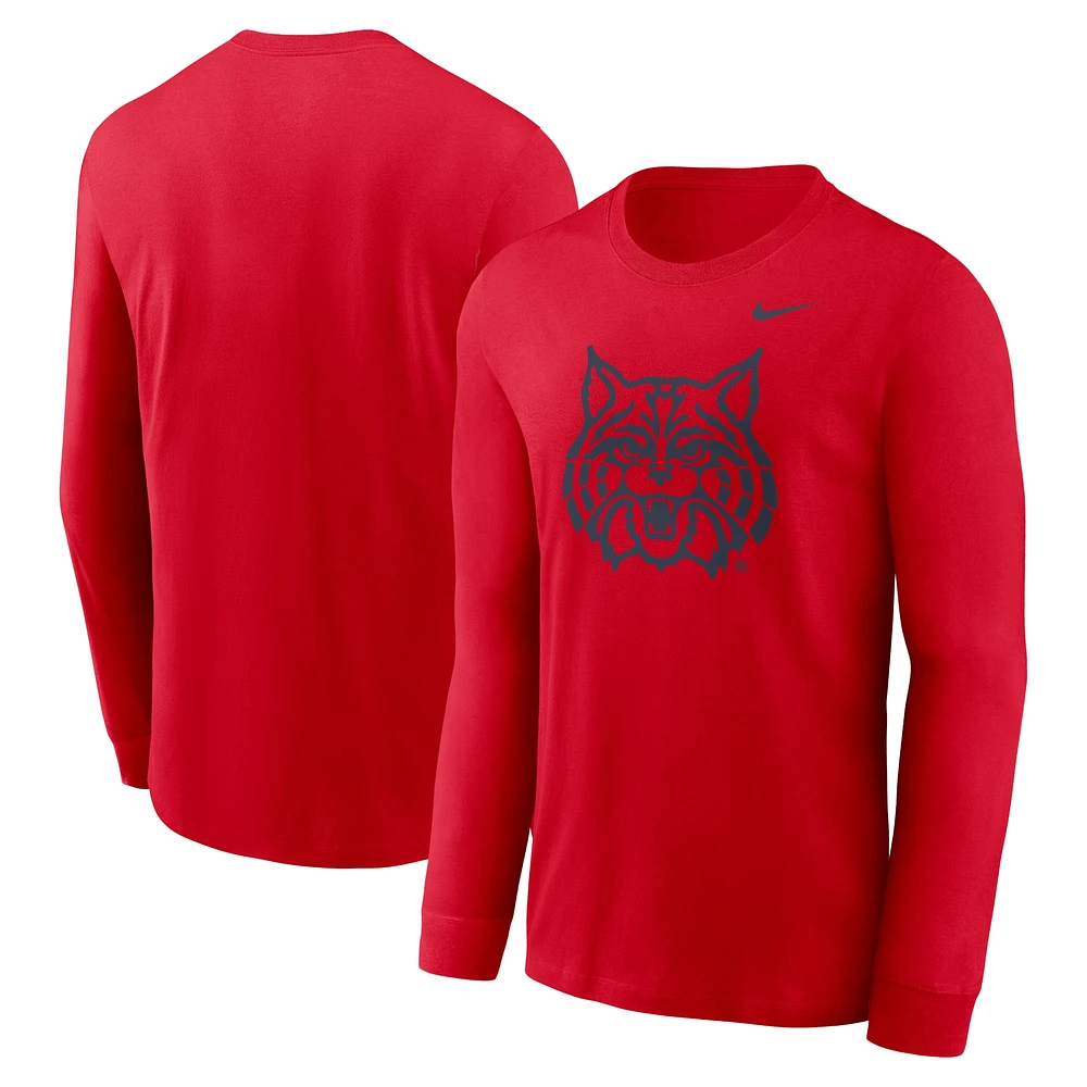 T-shirt à manches longues Nike rouge pour homme avec logo alternatif Arizona Wildcats