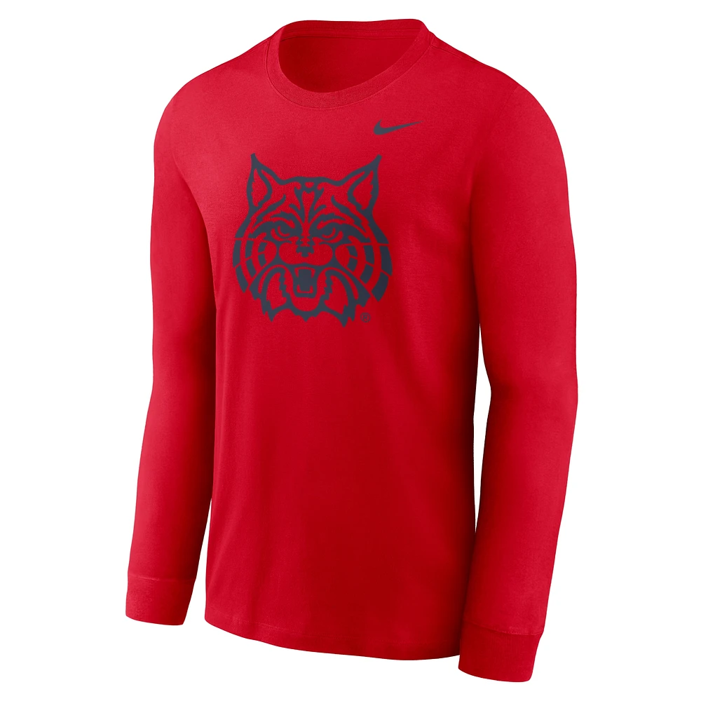 T-shirt à manches longues Nike rouge pour homme avec logo alternatif Arizona Wildcats