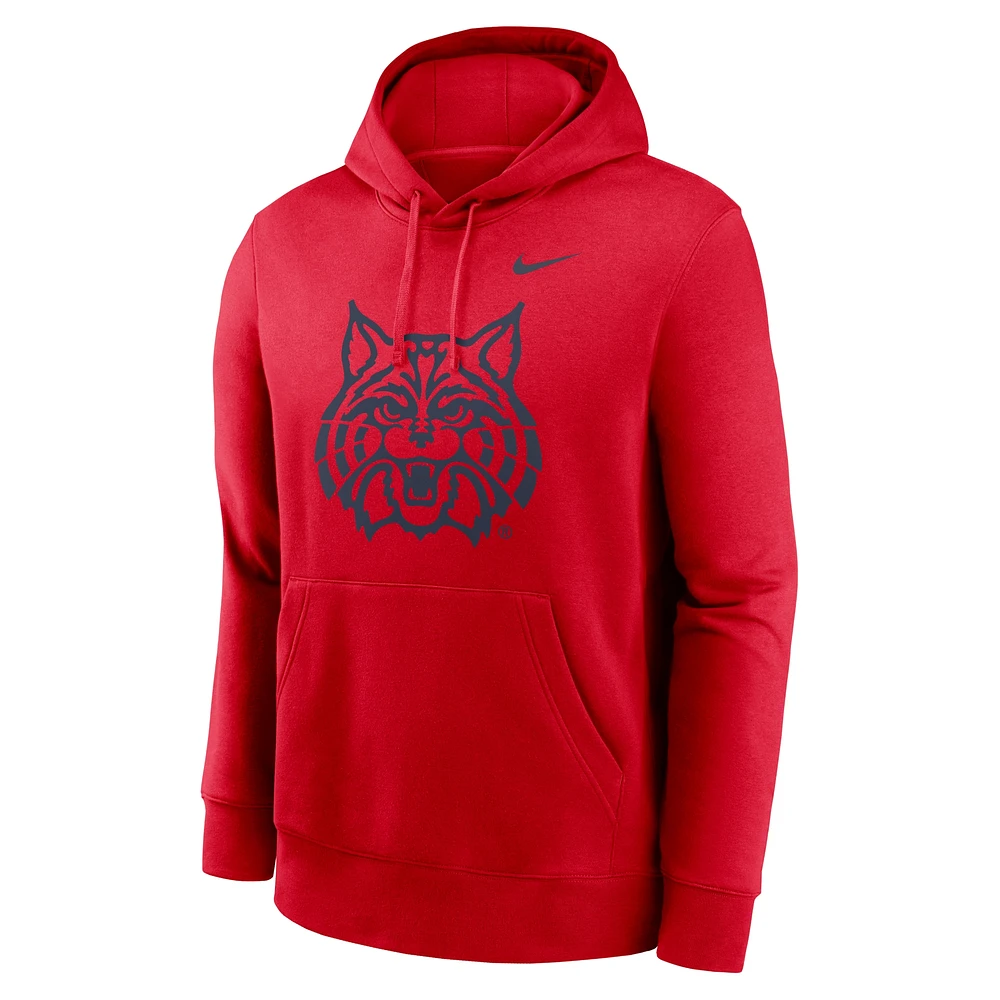 Men's Nike Red Arizona Wildcats Primetime Alternate Logo Club Fleece Pullover Hoodie