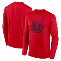 T-shirt Nike rouge à manches longues pour homme, logo alternatif des Wildcats de l'Arizona, Primetime