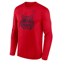 T-shirt Nike rouge à manches longues pour homme, logo alternatif des Wildcats de l'Arizona, Primetime