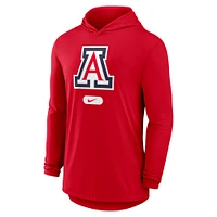 T-shirt à capuche manches longues Nike Primetime Tri-Blend Performance pour homme, rouge, Arizona Wildcats