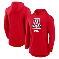 T-shirt à capuche manches longues Nike Primetime Tri-Blend Performance pour homme, rouge, Arizona Wildcats