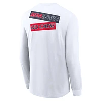 T-shirt Nike blanc à manches longues pour homme, motif classique des Wildcats de l'Arizona, avec deux coups sûrs